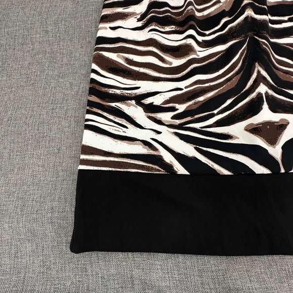 Connected Apparel Zebra Dress Sz 10 Sleeveless Boat Neck Black Brown Off White - Picture 4 of 13